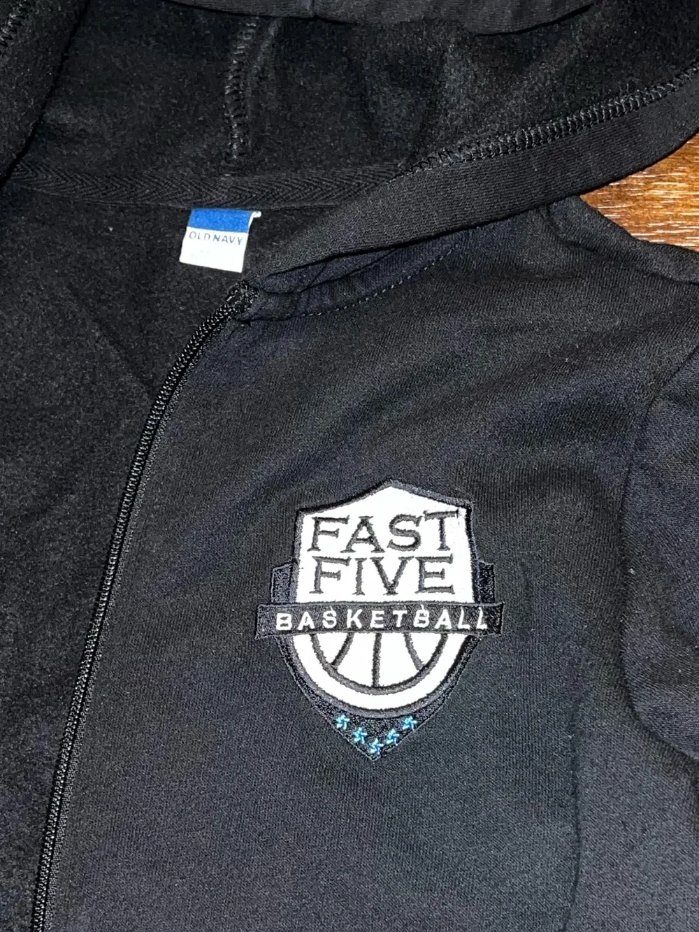 Old Navy Black Full-Zip Jacket Fast Five Basketball Hoodie Kids Size L 10-12